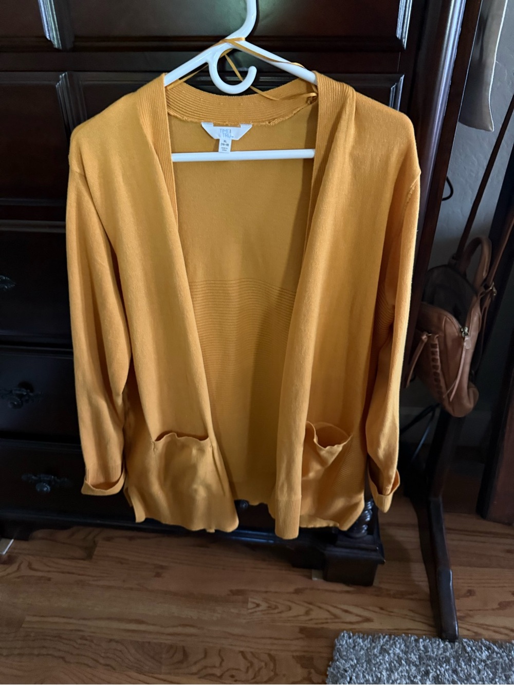 Time and Tru Mustard Open-Front Cardigan